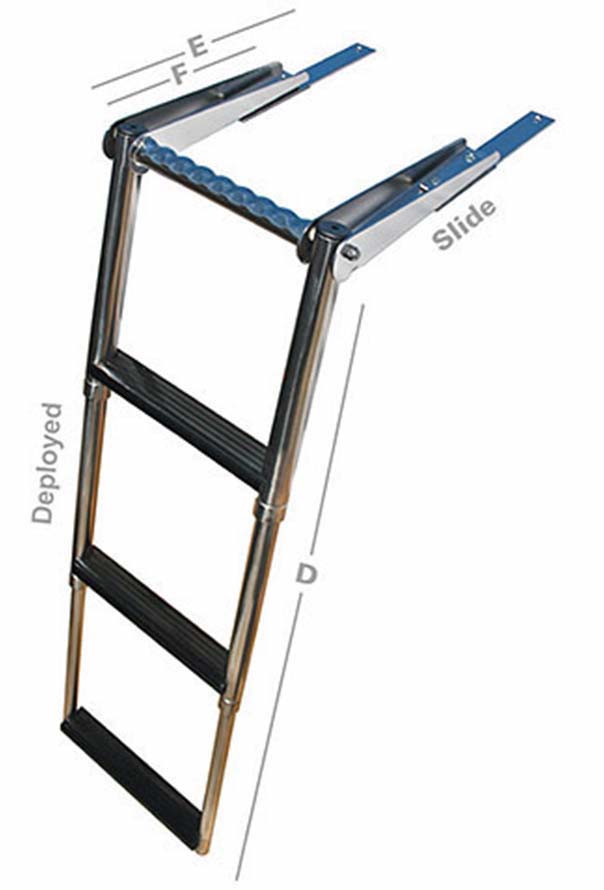 AISI316 Stainless Steel FO-4501 Five Oceans Marine Over Platform 2 Steps Telescoping Boat Ladder